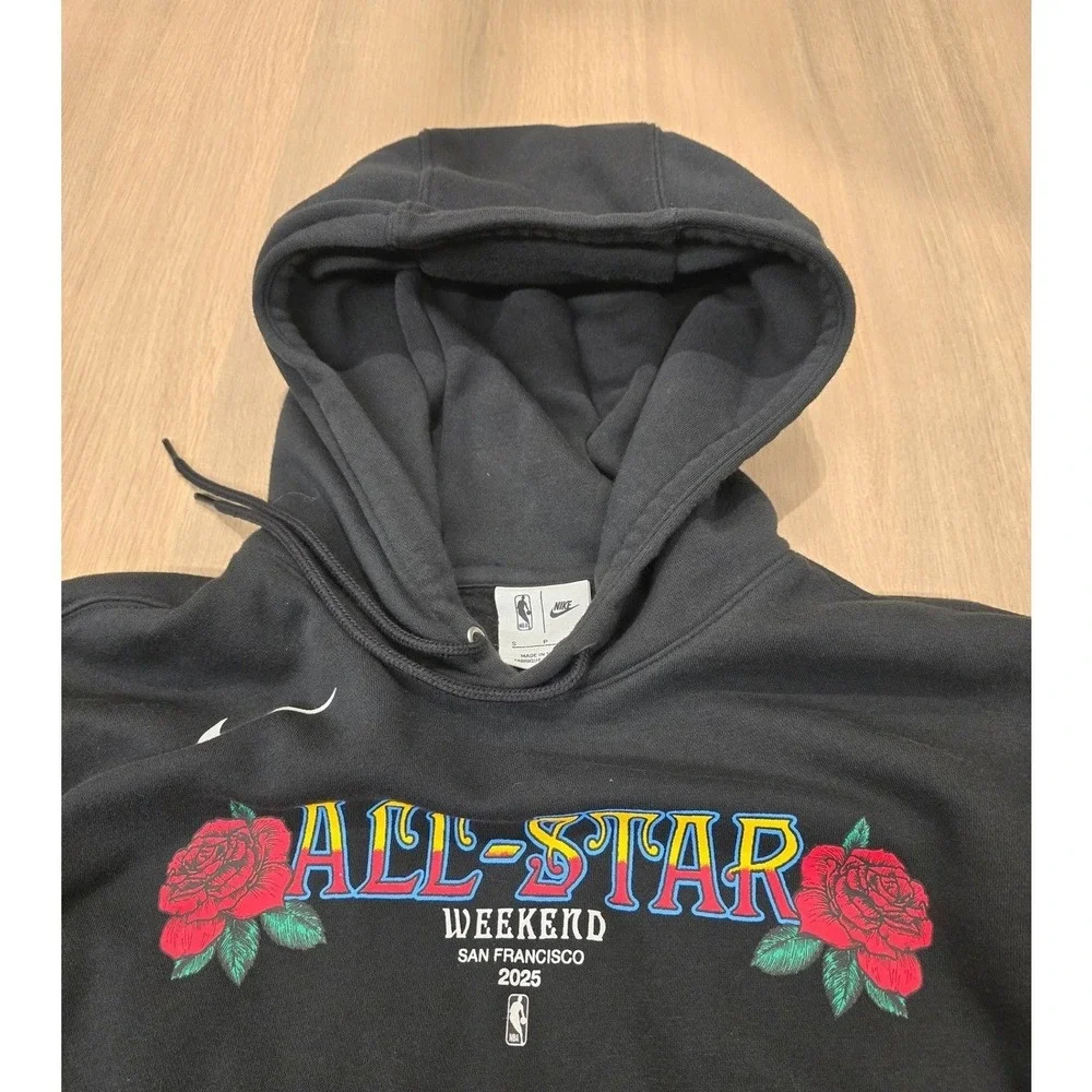 Nike NBA All-Star Weekend 2025 San Francisco Hoodie Black Mens Rose Graphic Sz S